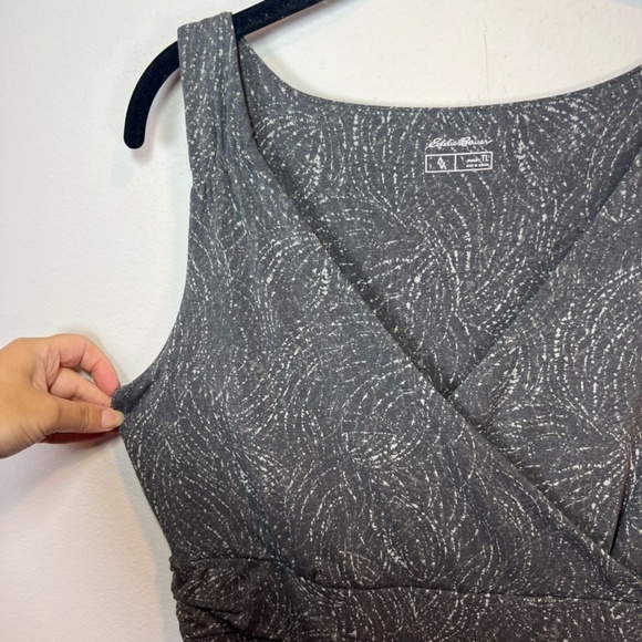 Eddie Bauer Lily Travel Dress Gray Faux Wrap UPF 50+ NEW Women's Size Large Tall - Picture 9 of 14